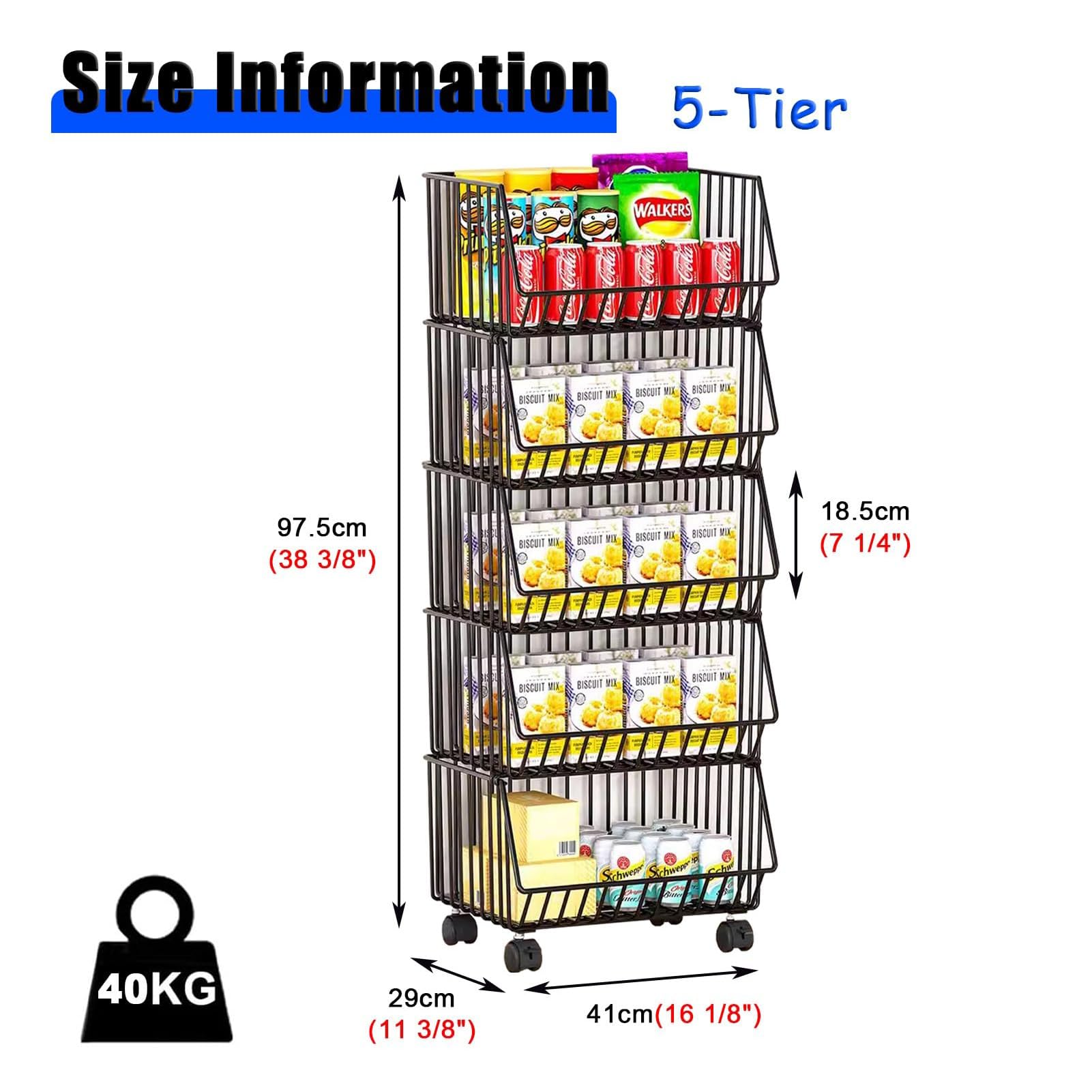 Präsentationsständer Für Kartoffelchips, Schmales Supermarktregal Mit Rädern, Tragbarer Obst- Und Gemüse-Organizer/Abnehmbarer Korb,5-Layer