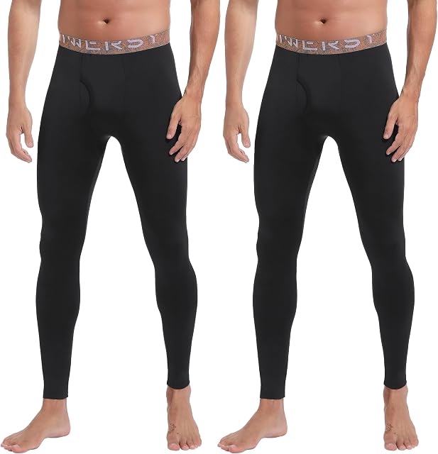 INNERSY Mens Thermal Bottoms Lightweight Long Johns Warm Base Layer Leggings Winter Thermals 2 Pack