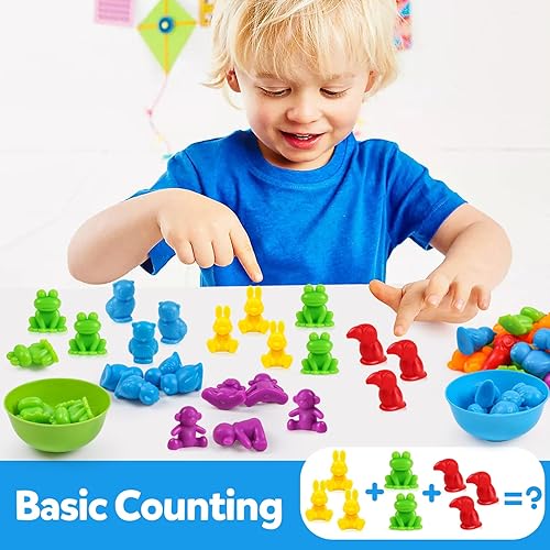Miniatura 4 de Juguetes de conteo de animales, juego a juego con tazones de clasificación, actividades de aprendizaje preescolar, juguetes sensoriales Montessori