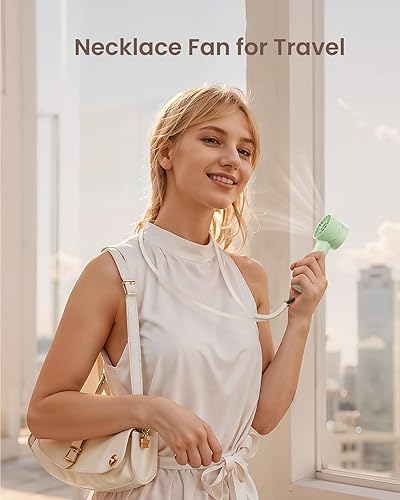 Miniatura 6 de Mini ventilador turbo portátil, ventilador personal de alta velocidad de 4 velocidades, artículos esenciales de viaje recargables para vacaciones,