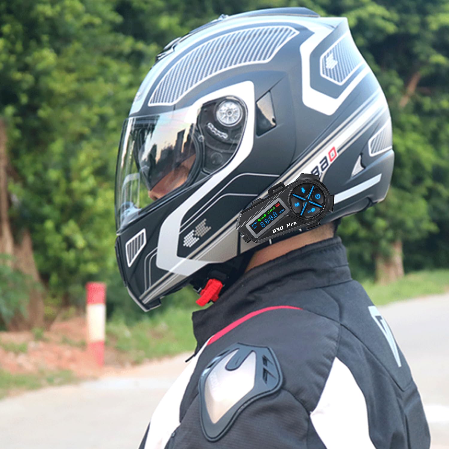 YMY Casque de moto Bluetooth amovible, 2 voies, 500 m, interphone 2 conducteurs avec suppression du bruit CVC, 2 types de micros, radio FM étanche pour VTT/motoneige (1)