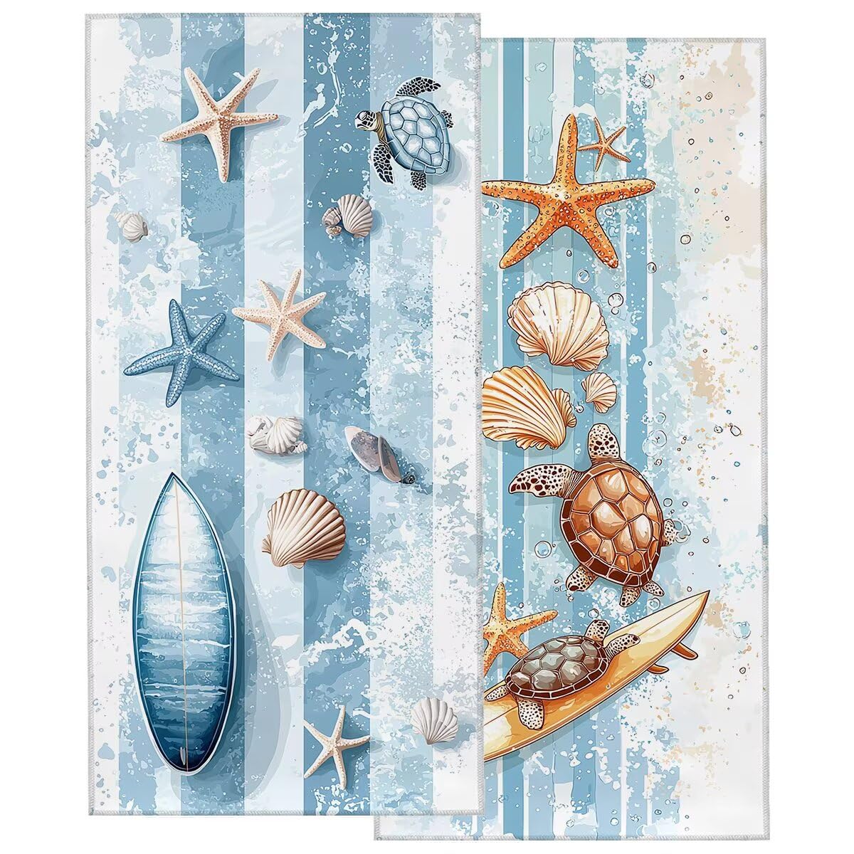 Telo Mare Microfibra, Telo Mare Grande 100x200cm 2 Pezzi, Asciugamano Palestra Donna Asciugatura Rapida, Antisabbia Asciugamano Microfibra, Leggero Asciugamani Palestra, Regalo (Stella marina) -4228