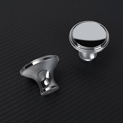 Miniatura 2 de BTCool Paquete de 6 pomos de gabinete de cocina de 1.34 pulgadas (1.339 in) cromados antihuellas, pomos redondos sólidos para tocador, accesorios de