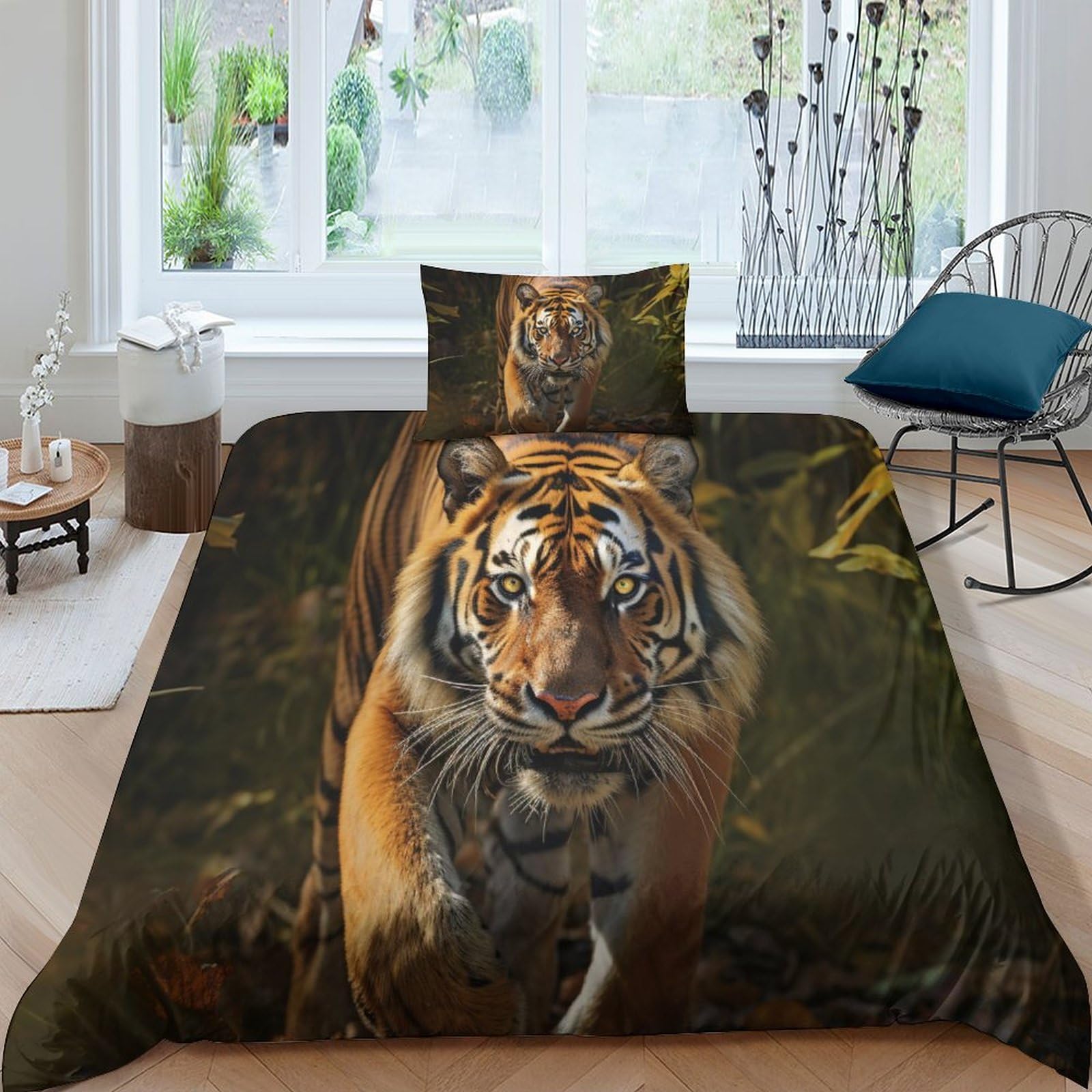 Parure avec taies d'oreillers IOFEER pour une chambre d'enfant style jungle