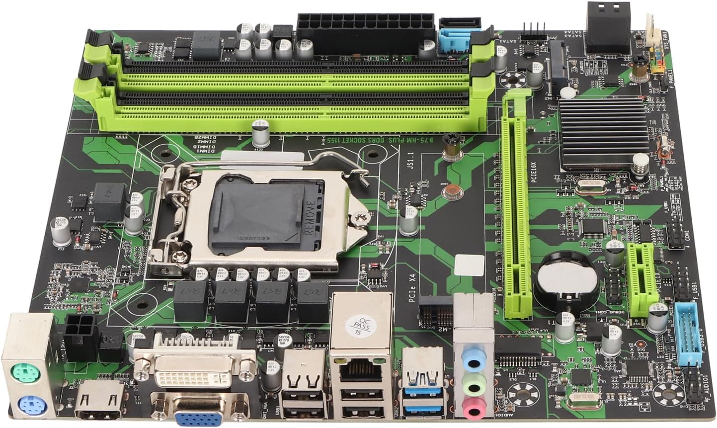Heayzoki LGA 1155 Motherboard, Desktop Computer Motherboard, B75 HMPLUS LGA 1155 Slot 4 DDR3 6Gbps SATA M.2 NVME PCIe X16 VGA HD Output ATX Motherboard for Mining
