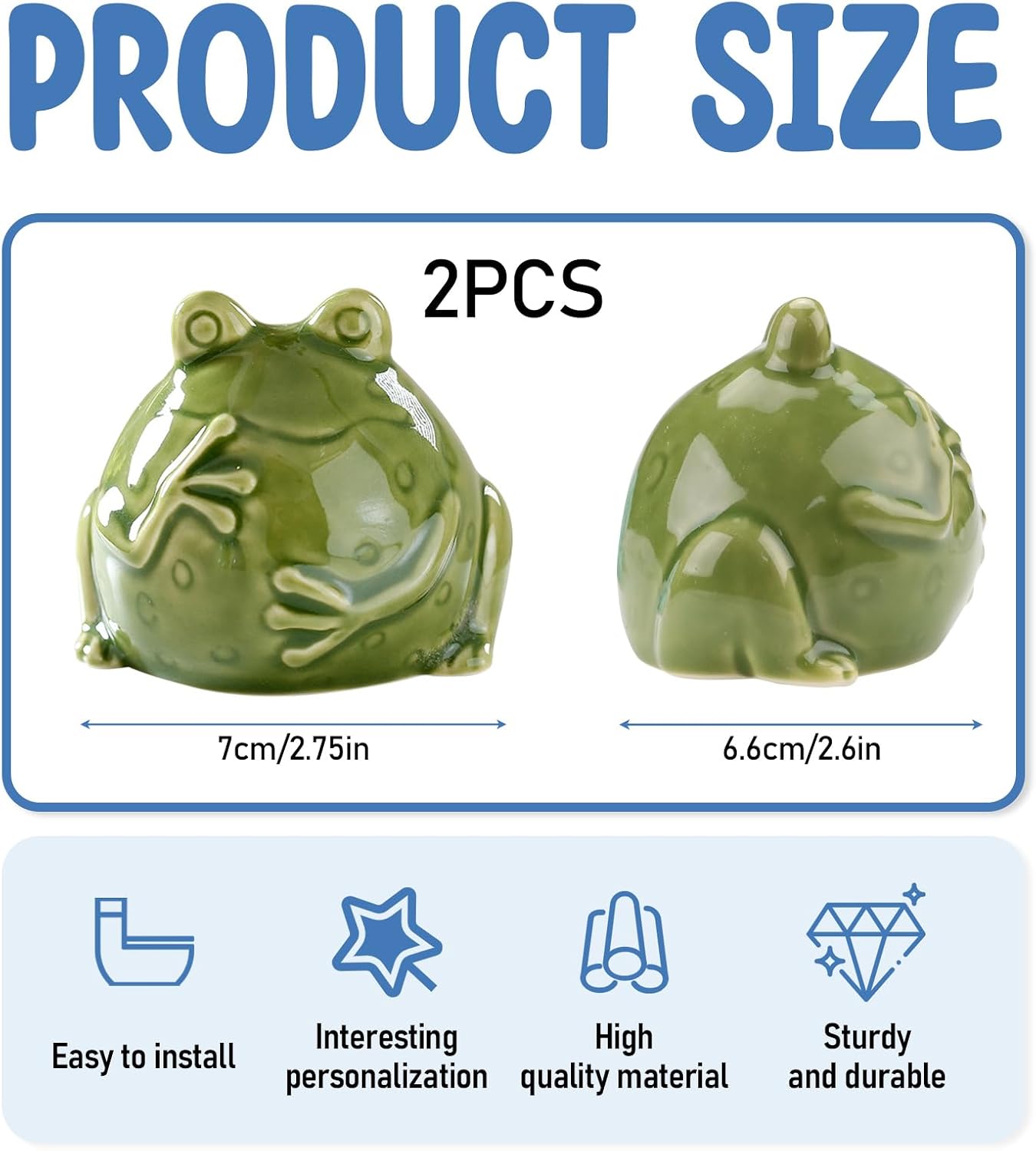 2 Pack Ceramic Decorative Toilet Bolt Covers, Frog Toilet Screw Cover Caps thumbnail