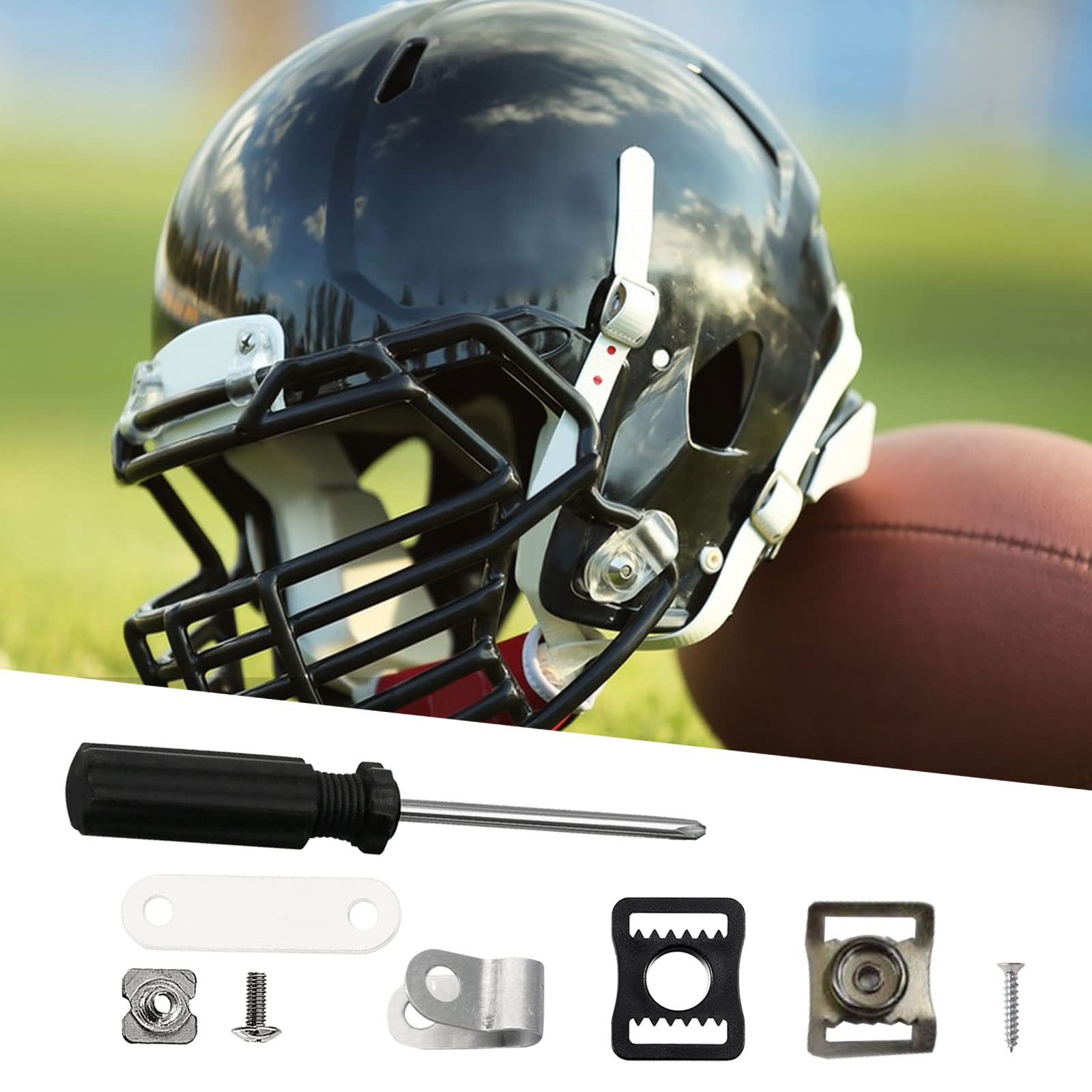 Kit di riparazione per casco, 73 pezzi, con fibbia per caschi sportivi, kit di ferramenta per casco da calcio, hockey, con clip in acciaio inox a