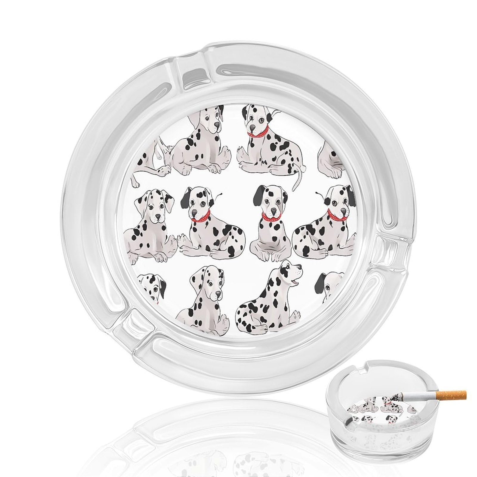 Cute Dalmatian Ashtray Cigar Cigarette Rest Glass Outdoor Cigar Ashtrays with 3 Grooves Travel Cigar Ashtrays Fancy Cute Cool Ash Tray for Smokers Tabletop