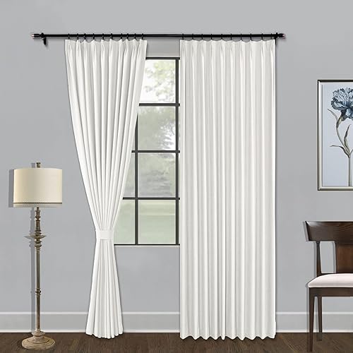 Miniatura 13 de Fcosie Cortina opaca para dormitorio, paneles de cortina con textura de lino, cortinas plisadas para oscurecer la habitación, bloqueo de luz, Verde