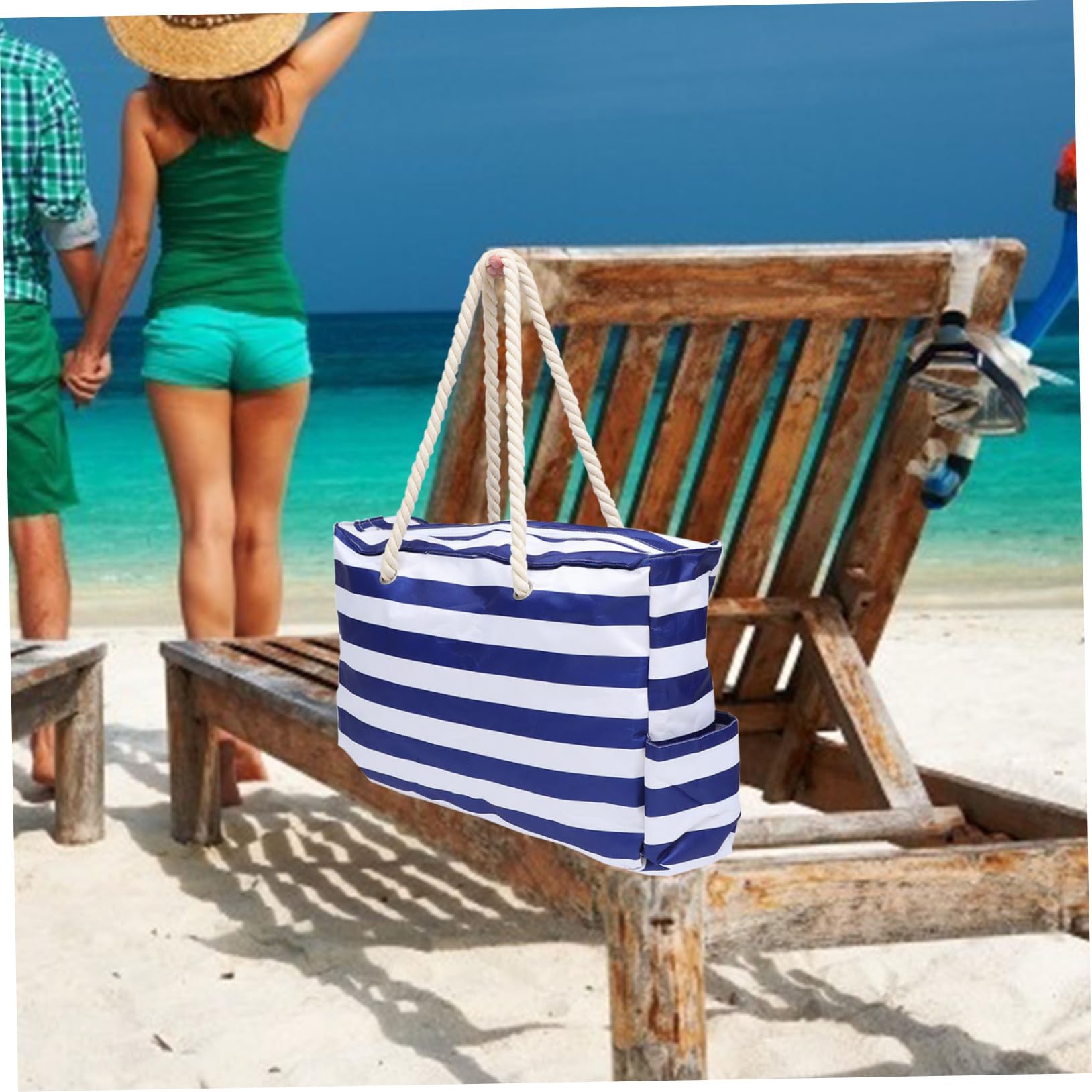 ibasenice Sac de Plage Imperméable Grand Sac Toile Pochette pour Activités de Plein Air à Main Extérieur avec Porte-clés Intégré et Poches Extérieures