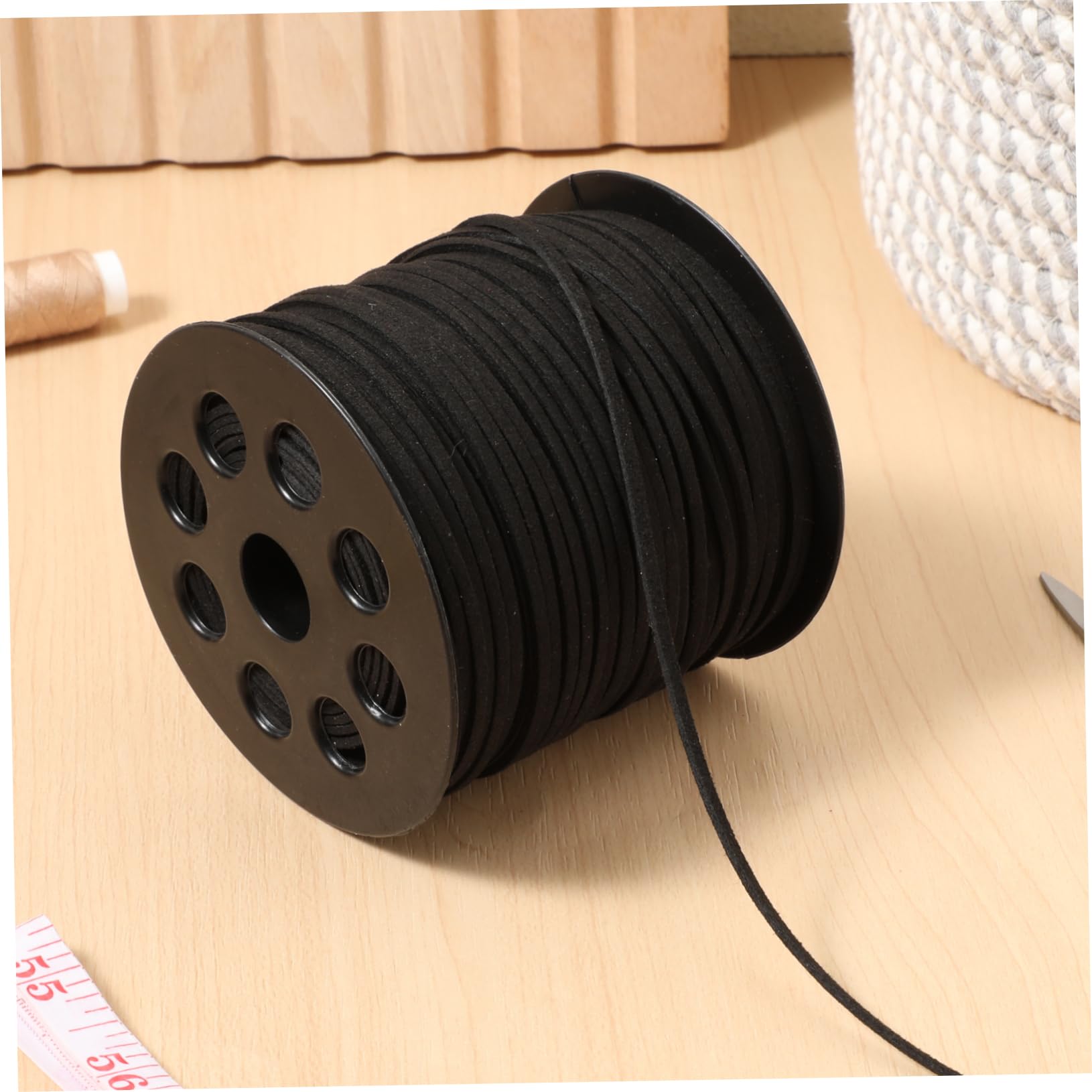 SHINEOFI 3rotoli Filo Pelle Sintetica Da Cordino Per Creazioni Bracciali e Collane Materiale Suede Finto Nero