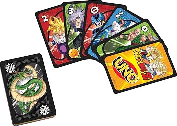 Mattel Games UNO Dragon Ball Z Card Game موضوع مانغا ياباني 112 بطاقة مع بطاقة جامحة فريدة وتعليمات للاعبين بعمر 7 سنوات فما فوق، هدية للأطفال والعائلة والكبار ليلة اللعب