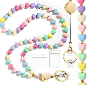Lanyards for Id Badges and Keys for Women Teacher - Colorful Beaded Card Holders