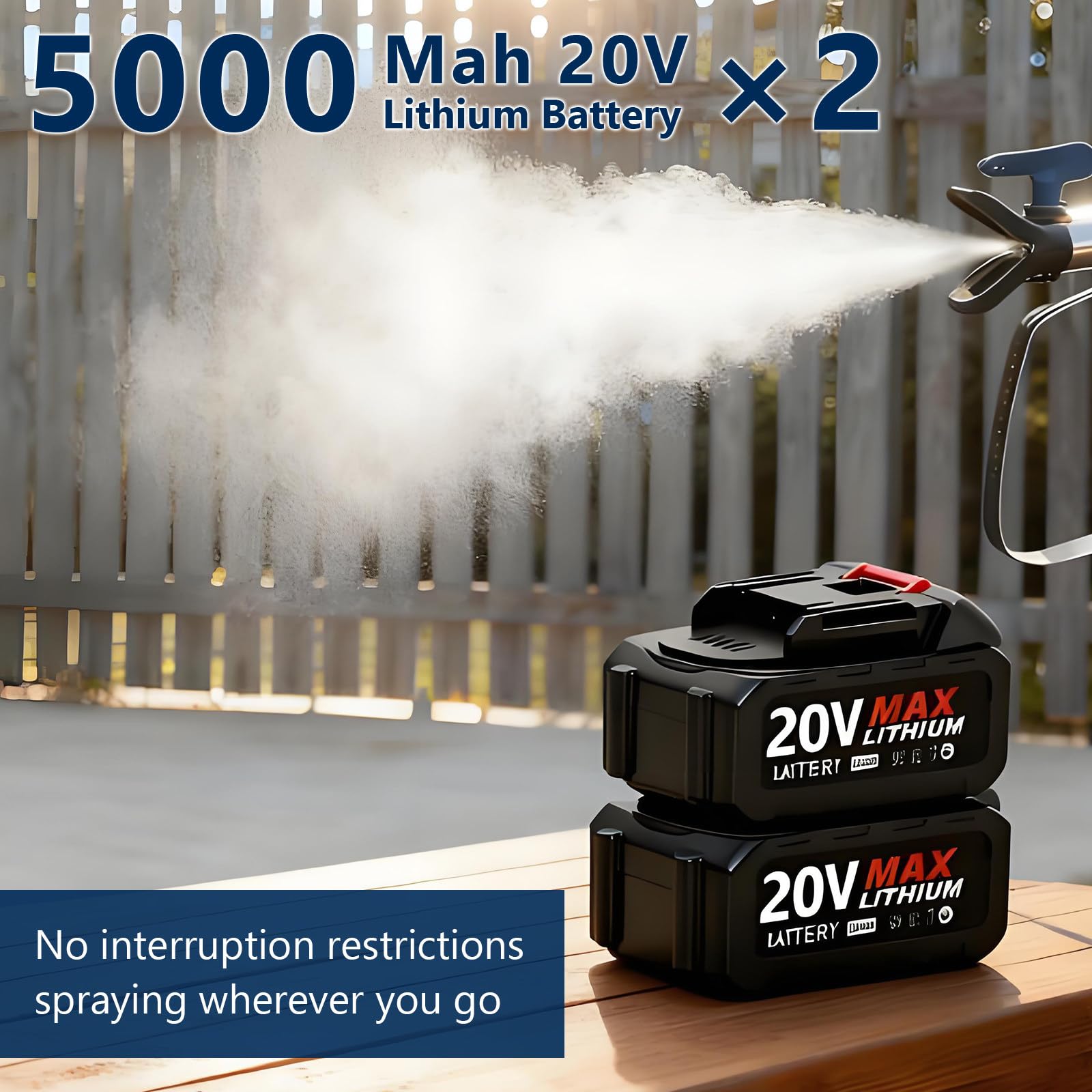 Pulverizador de pintura inalámbrico, pistola pulverizadora eléctrica de mano de 550 W, 6 velocidades ajustables, 1,2 L de gran capacidad para renovar muebles, pintar paredes y teñir cercas 2Battery