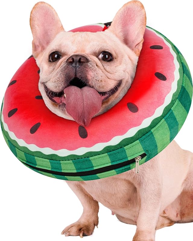 Colar Inflável para Cães com Design de Rosquinha e Tecido de Veludo Didopet M — 20,32–27,94 cm