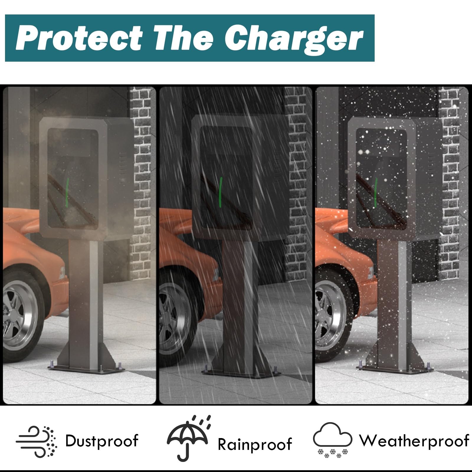 Estación de carga EV con bloqueo, soporte seguro para cables para interiores y exteriores, para apartamentos y estacionamientos, ajuste universal