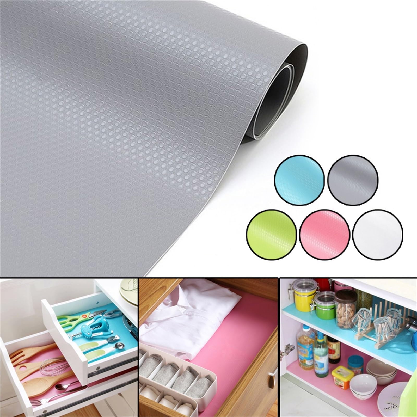 Tapete for cajones de 60x150CM, 3 rollos, mesa cocina, revestimiento for estante, alfombrillas, almohadilla for armarios, mantel papel impermeable for armario Para Armario(Clear)