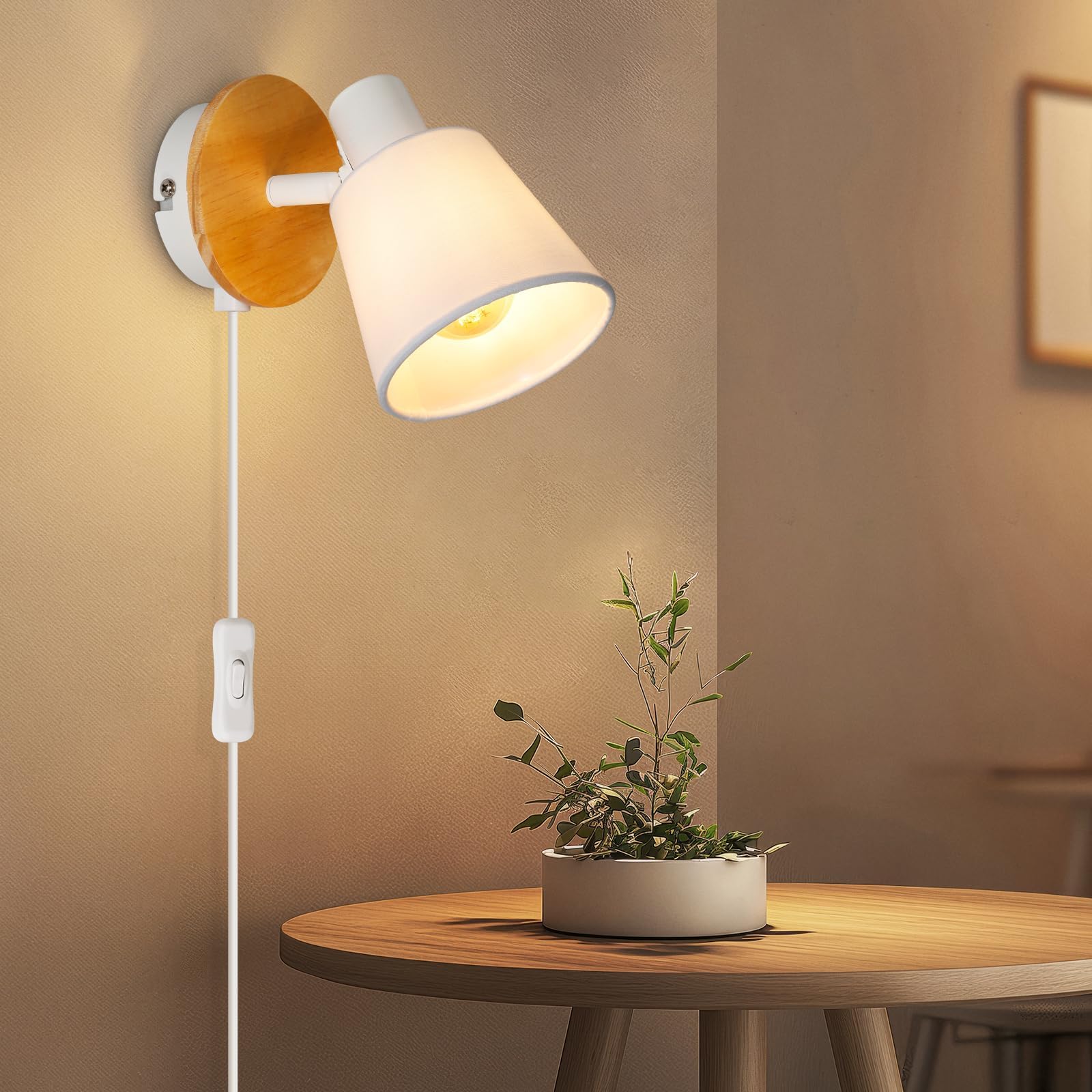 Ketom Adjustable Indoor Wall Lamp - E14 Retro Wall Lights - Plug in ...