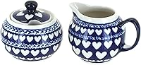 Vista 7 de Set de crema y azúcar de ballina de cerámica polaca Blue Rose