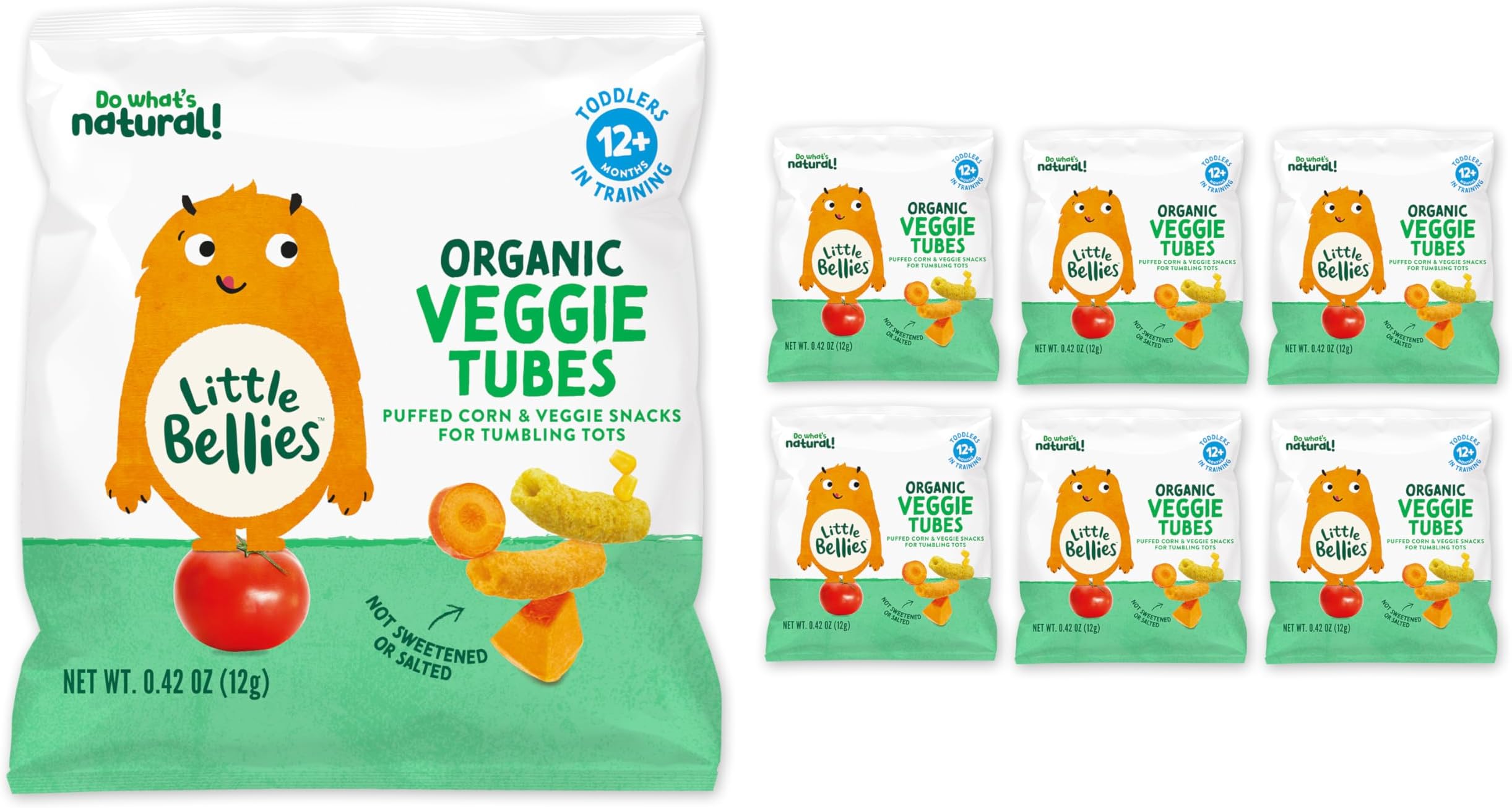 Organic Veggie Tubes Toddler Snack (Pack of 7 x 0.42 oz Individual Packs)
