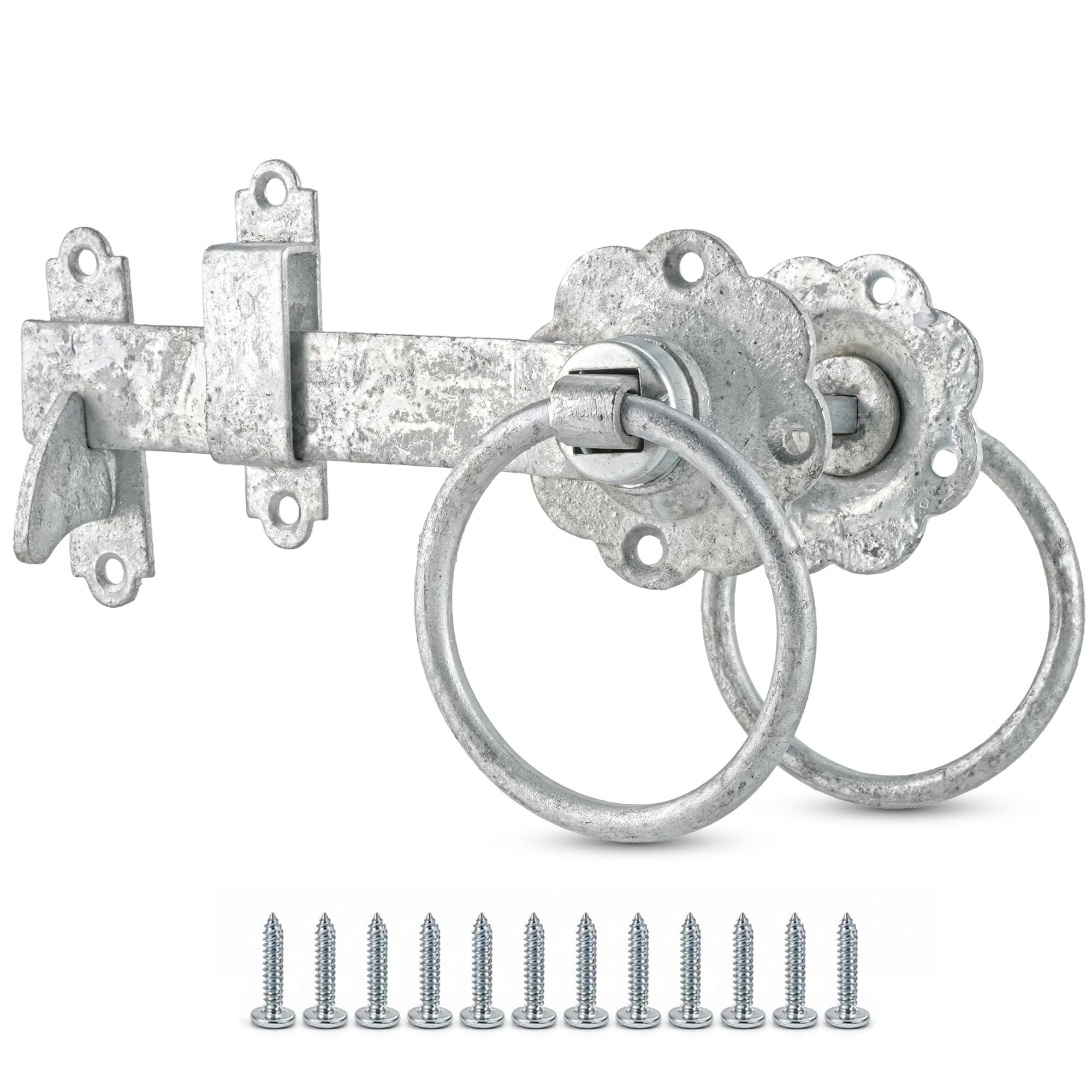 ZAVIA Garden Gate Latch for Wooden Gates | Heavy Duty Hot Dip Galvanised Twisted Ring Gate Latch | 6"/150mm Door Catch and Latch for External Door Lock