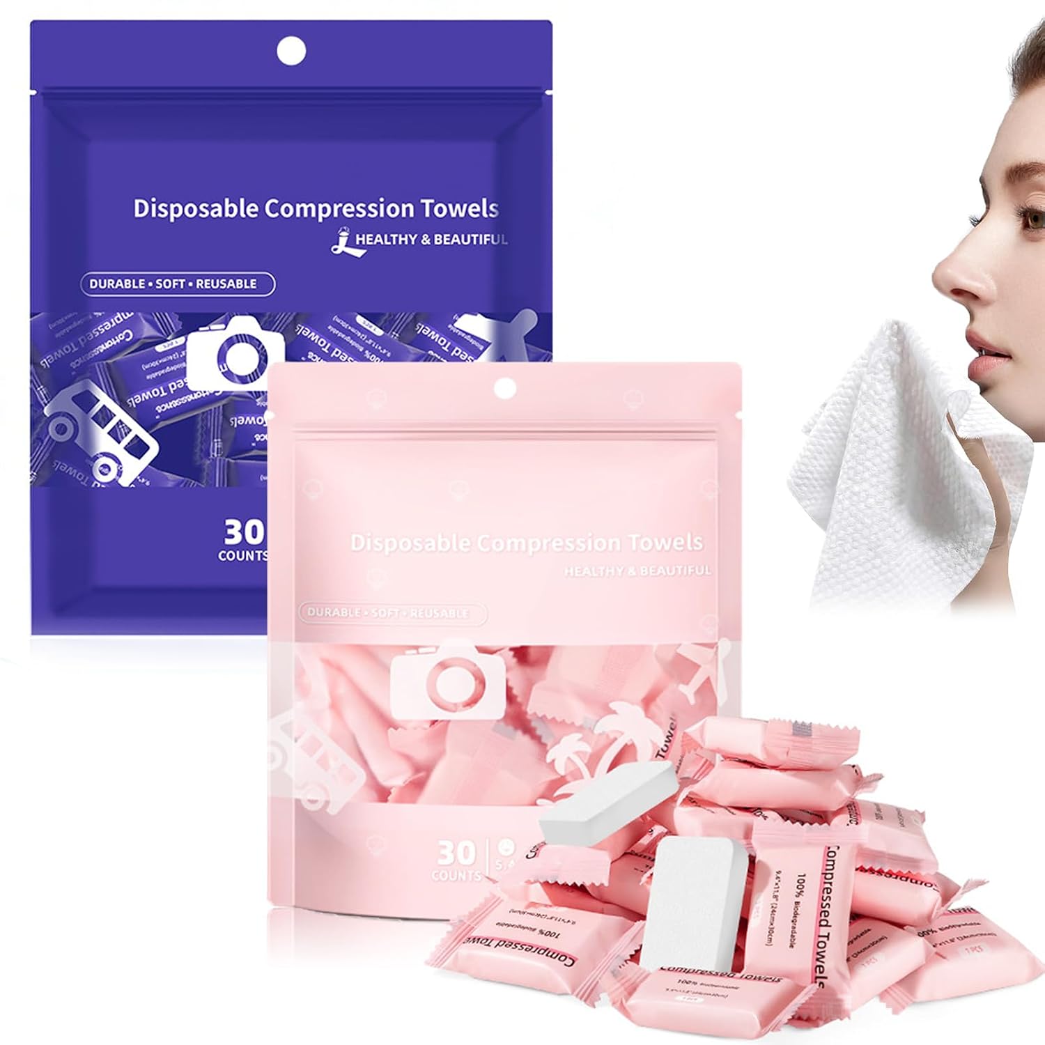 Compressed Towel Tablets - Portable Cotton Face Towels