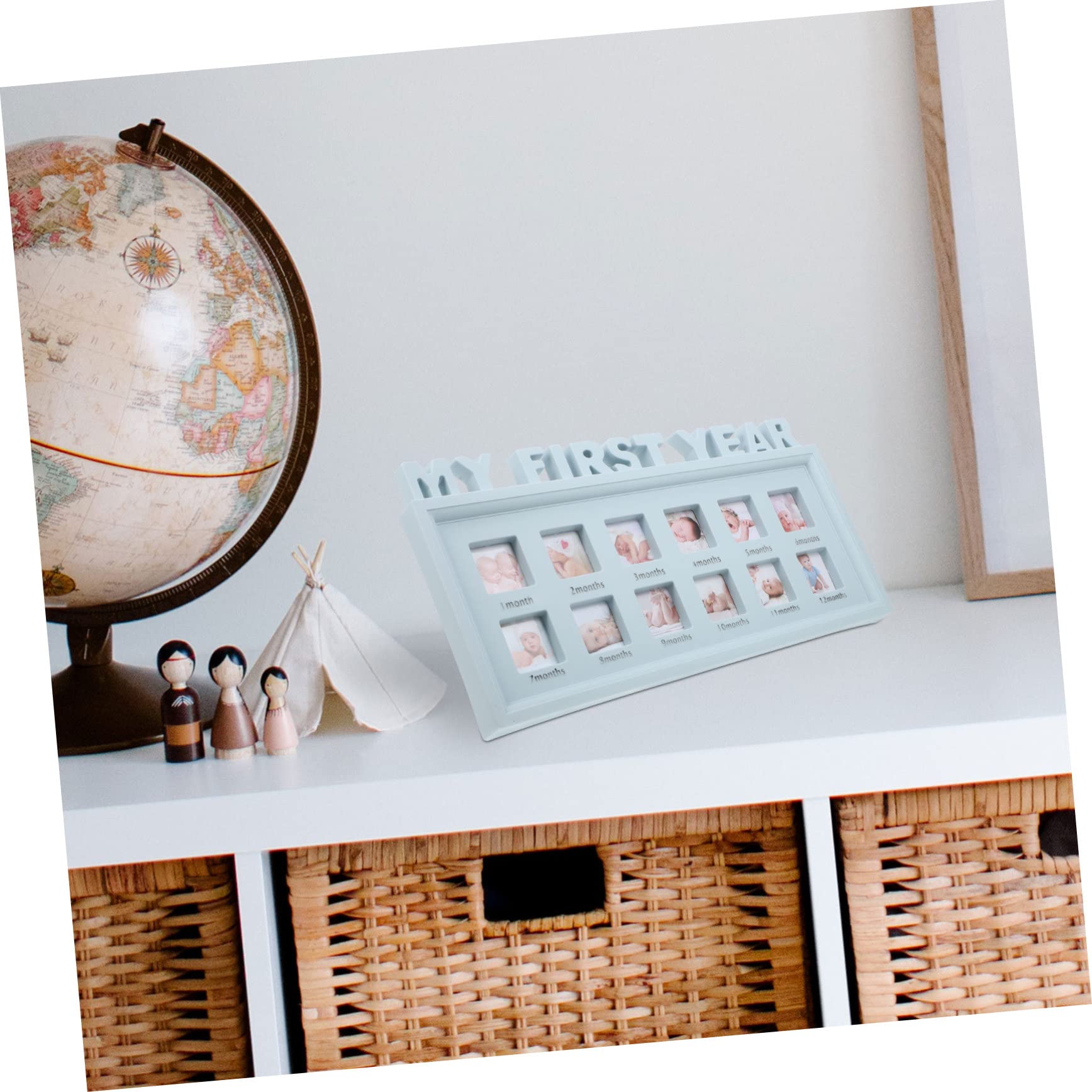 Beatifufu 12 Months Photo Frame for Baby Registry My Picture Holder Growth Record Photo Frame Infant Holder