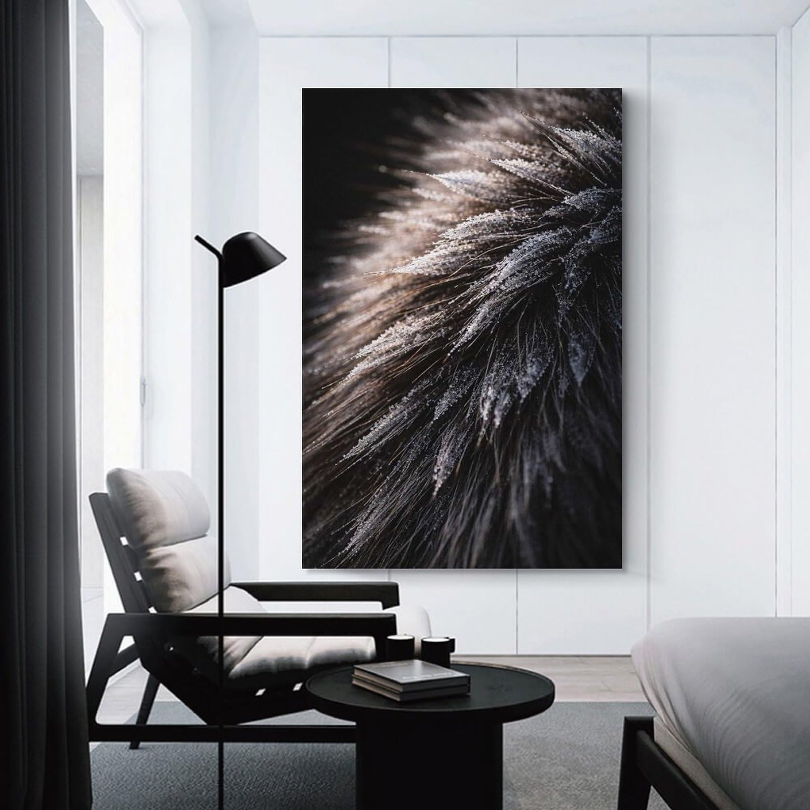 Junmoney Frosty Fur Macro Shot Home Decor Wall Art, 20x30inch(50x75cm), for Lounge, Bedroom Or Personal Spaces, Thoughtful Wall Decor for Art Lovers