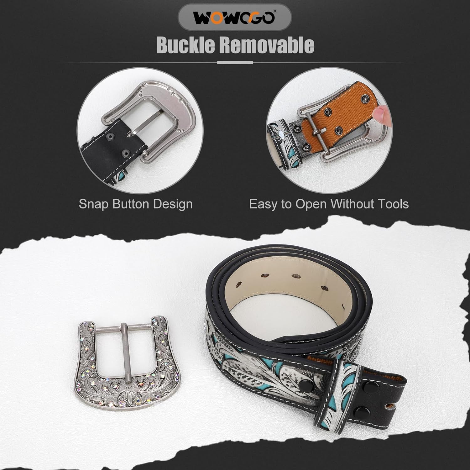 Western Belts for Women Cowgirl Cowboy Country Belt Turquoise Rhinestone Leather Belt Brown Plus Size Belt - Image 4