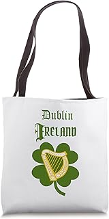 Dublin Ireland Souvenir With Celtic Harp and Shamrock Tote Bag