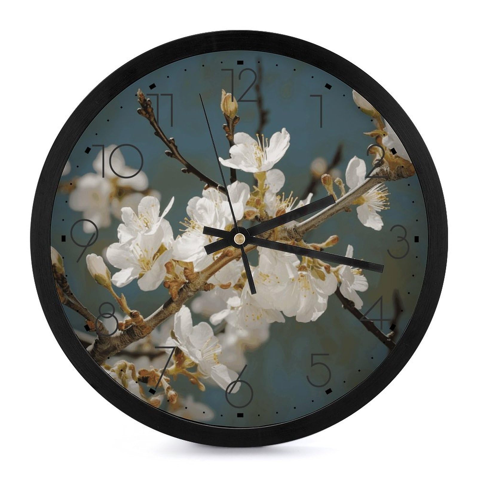 Horloge murale silencieuse fleur d'amandier fini le tic-tac dans la chambre