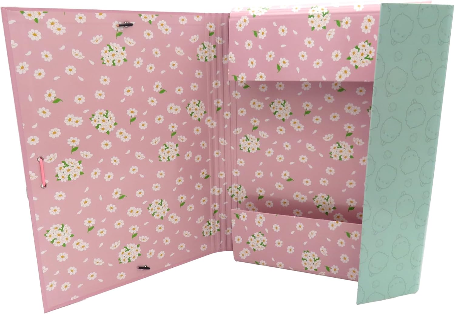 CyP Brands Molang Folders with Elastic Bands School Supplies Flower Pink Colour Official Product