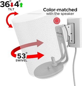Sound Bass ERA100 Wall Mount Bracket, Tilt and Swivel, White, Twin (2pcs)