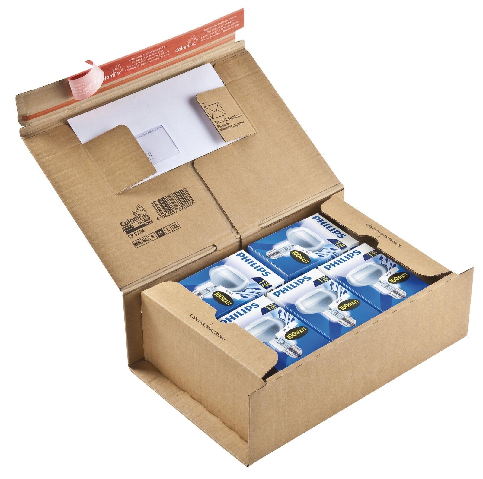 COLOMPAC Versandkarton aus Wellpappe, mit Dokumenten-Einsteckfach, Packung 10