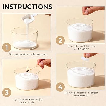 LFENYIGI Sand Candle Making Kit Gift Set - Pearled Candle Sand and Wicks,Lidded Large Glass Jar, Jasmine Sandalwood Scent, 100-Hour Burn, Pearled Candles Making Gift for Adults & Beginners
