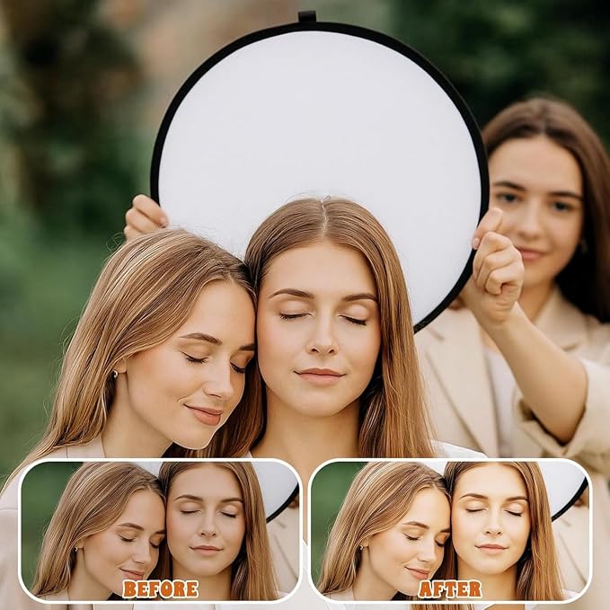 Reflector Fotográfico 2 en 1 Plegable 24'' Blanco y Plata miniatura 3