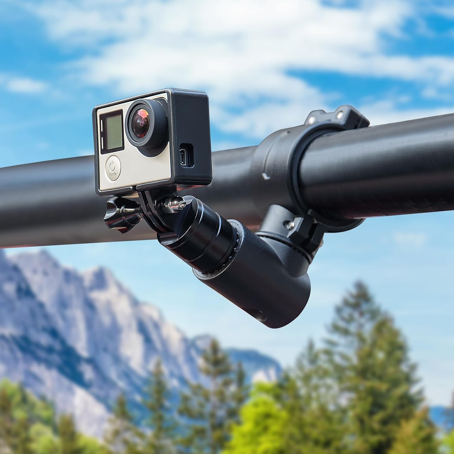 KEMIMOTO UTV Camera Mount for 1.75"-2" Roll Bar Compatible with GoPro Hero SJ Insta360 DJL 360° Rotation Aluminum Camera Holder Compatible with Polaris RZR Ranger Can-Am Maverick X3 ATV Boat Truck