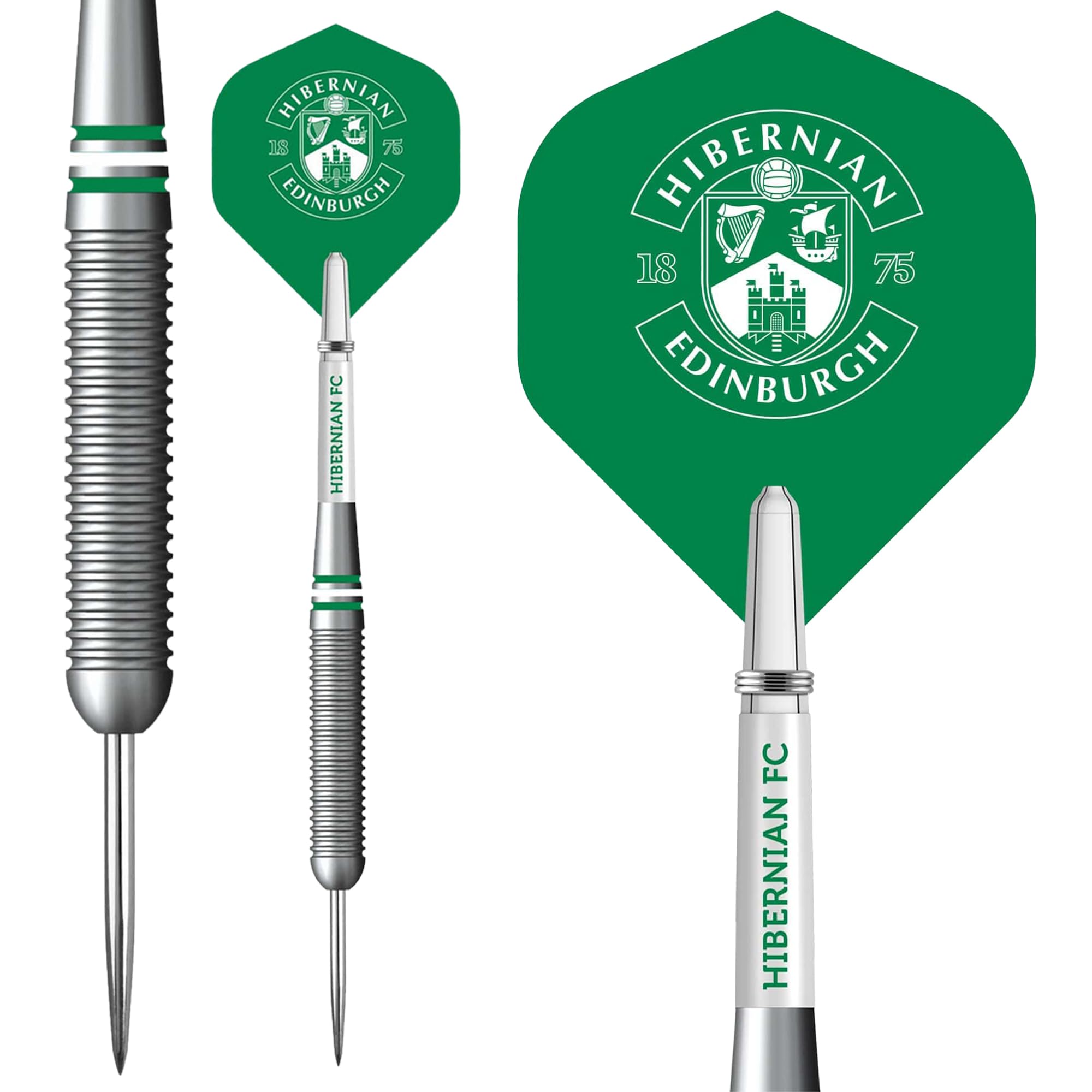 Darts Corner Official Licensed Hibernian Football Club Hibs FC Steel Tip Darts, Brass - Multiple Weights Available