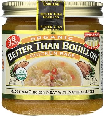 Better Than Bouillon Organic Roasted Chicken Base, Made with Seasoned Roasted Chicken, USDA Organic, Contains 38 Servings Per Jar 8 Ounce Pack of 6