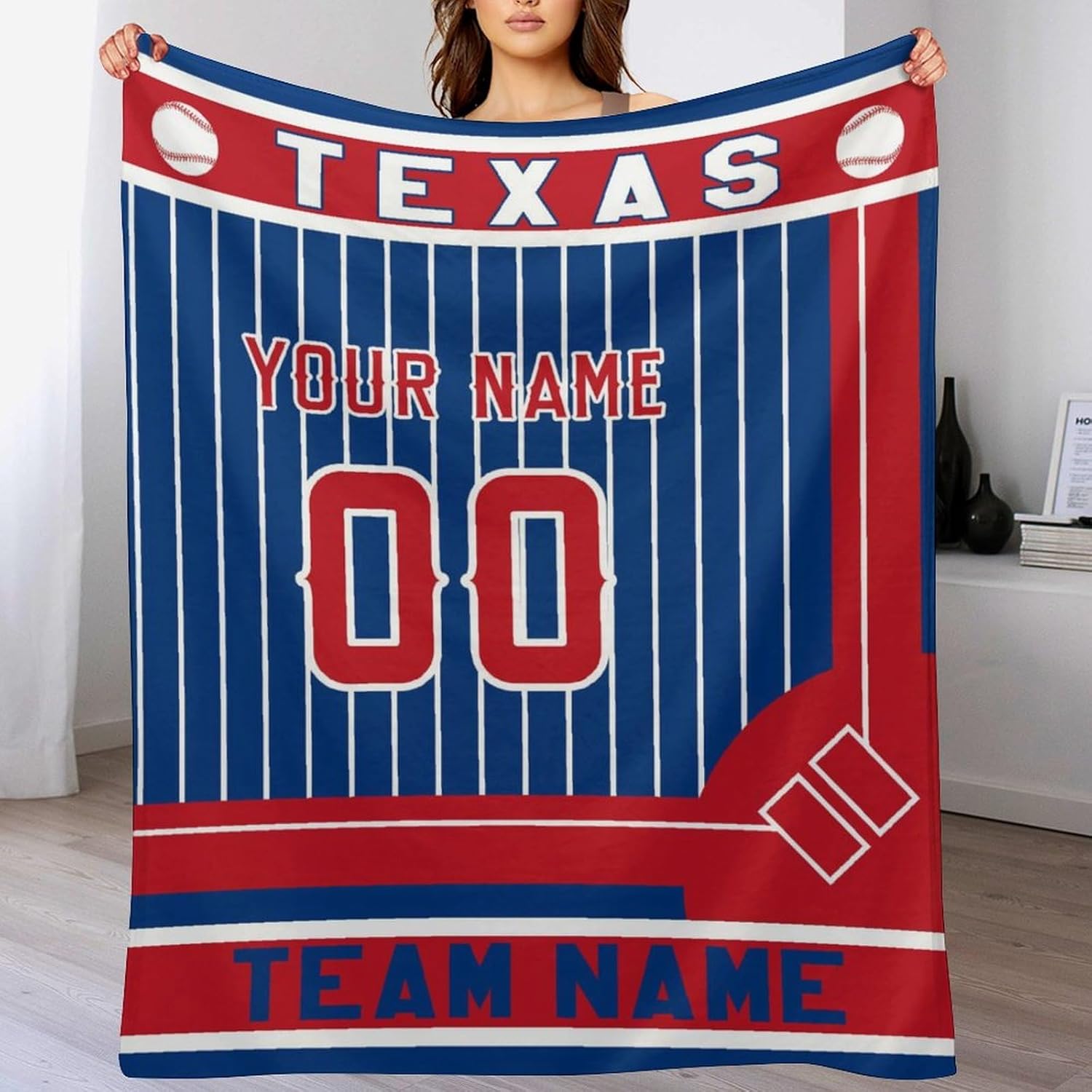 Custom Baseball Throw Blanket Personalized City Baseball Field Soft Flannel Blanket Design Team Name Number Blanket for Baseball Fans Men Women Youth 40"X30",50"X40",60"X50",80"X60"