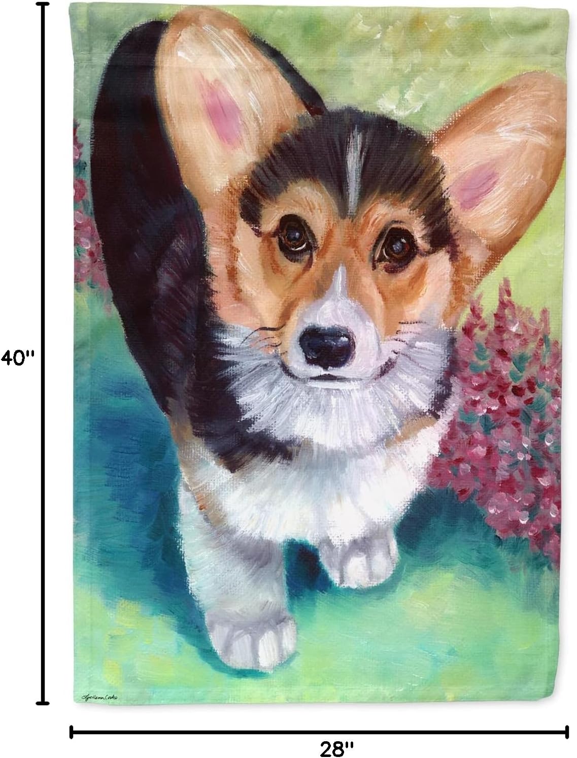 Caroline's Treasures 7368CHF Pembroke Corgi Puppy House Flag Large Porch Sleeve Pole Decorative Outside Yard Banner Artwork Wall Hanging, Polyester, House Size, Multicolor