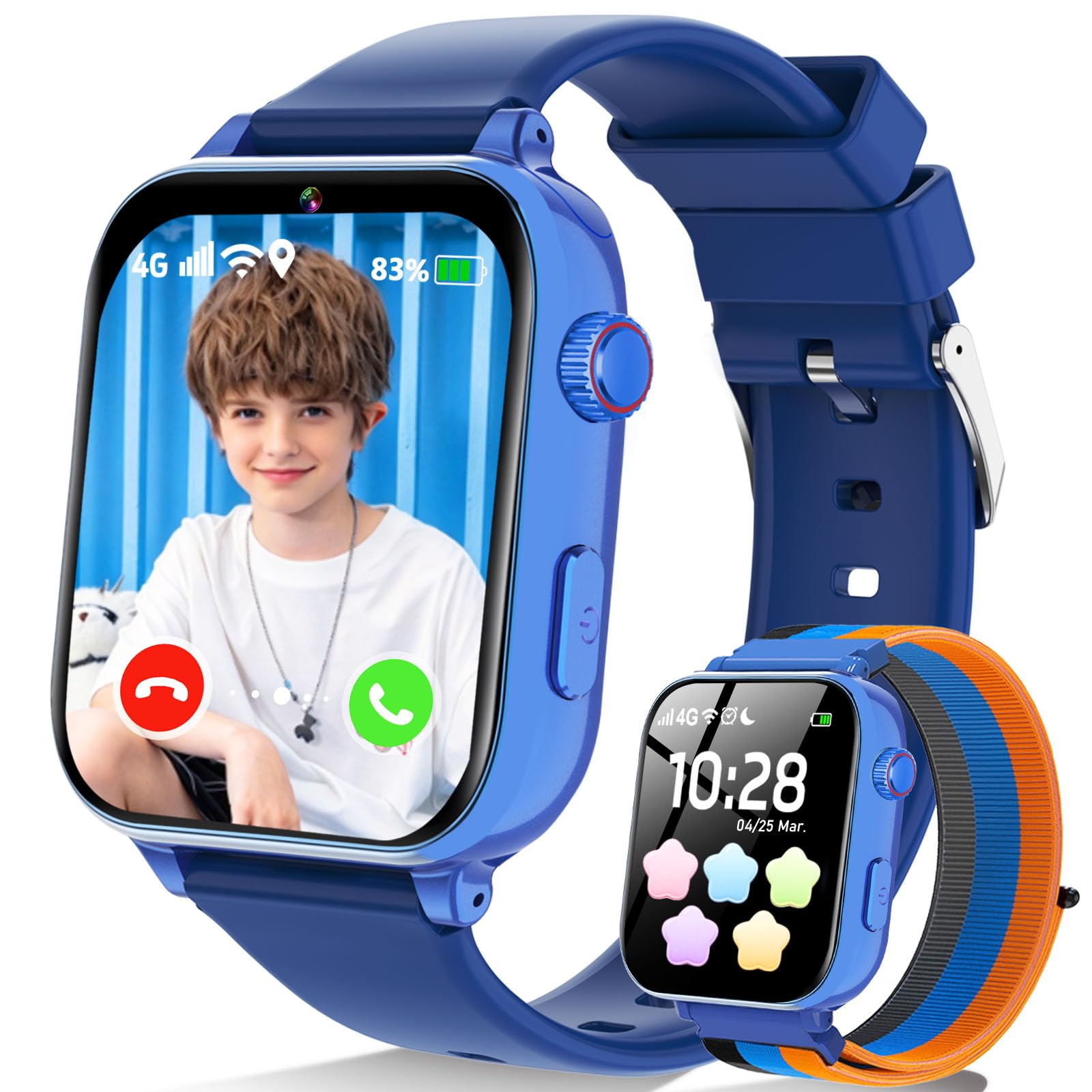 4G Montre Connectée Enfant avec GPS Appel Vidéo Chat Vocal SOS IP68 Étanche