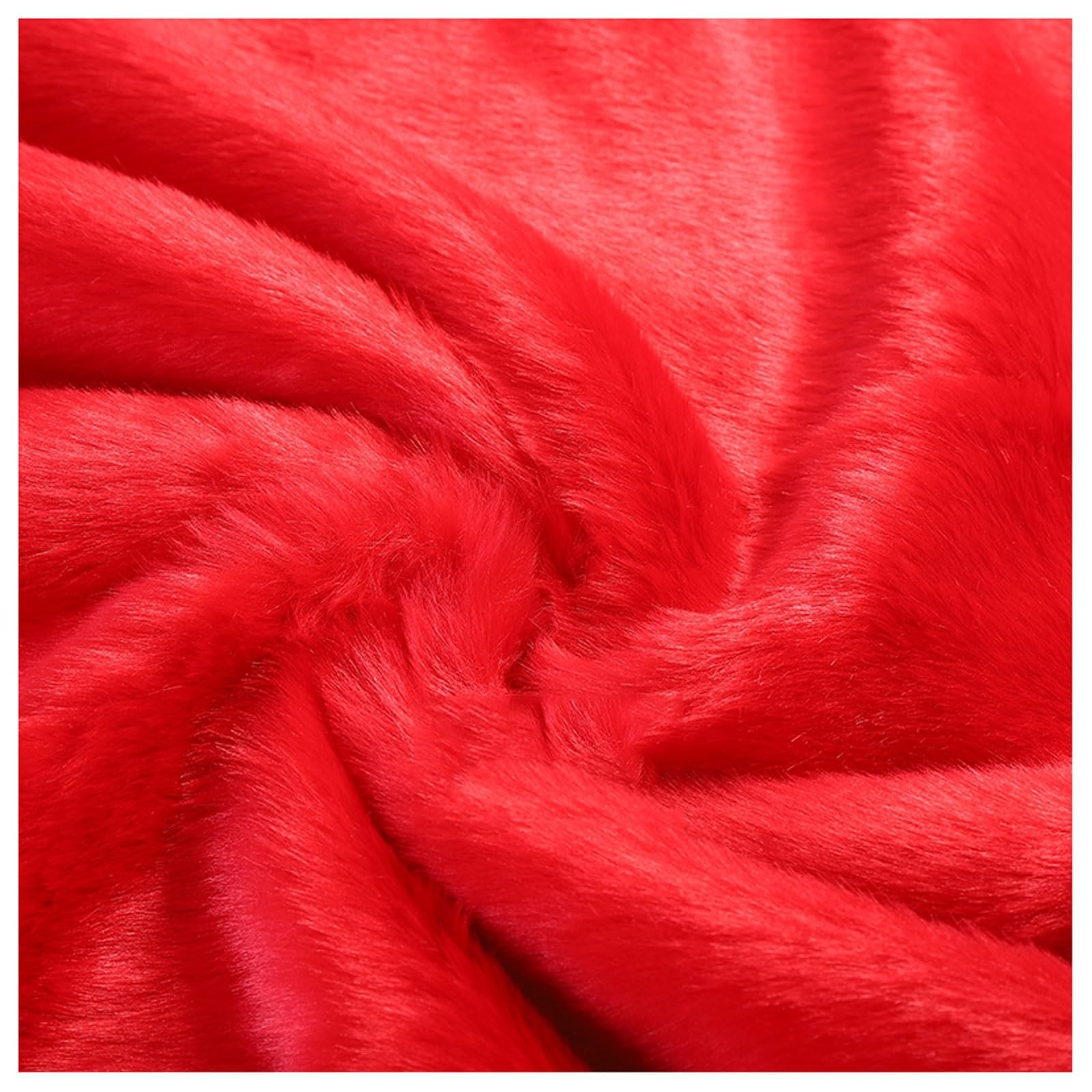 Faux Fur Plush Shaggy Faux Fur Fabric 2.8cm Long Pile Fur Fake Fur Materials, Soft and Fluffy Craft Fabric, for DIY Arts, Crafts, Apparel, Costume, Rug, Accessories, 50x20cm/50x180cm (Color : Red, S