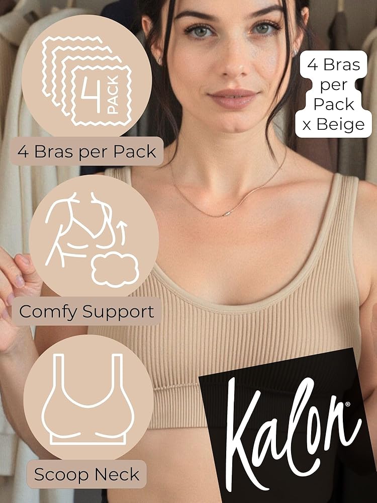 Lot De 4 Brassières De Sport Sans Couture Kalon – Taille S à XL, Bretelles Réglables, Bonnets Amovibles, Confortables, Pour Yoga Et Danse