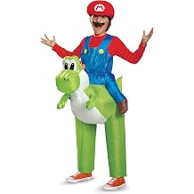 Super Mario Bros. Mario Riding Yoshi Inflatable Costume, Officially Licensed Super Mario Bros Costume for Kids, One Size