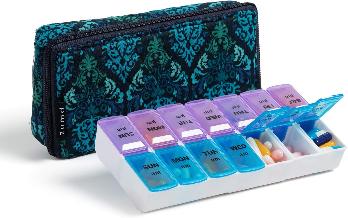 Weekly Pill Organizer 2 Times a Day, Zumd Pill Box 7 Day