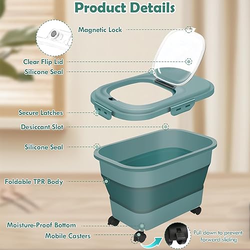 Miniatura 10 de SSAWcasa Recipiente de almacenamiento de arroz, 20 a 30 libras, hermético, recipientes grandes de almacenamiento de alimentos con ruedas, cuchara y