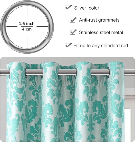 Miniatura 3 de Hiasan - Cortinas opacas 100 % de tela de jacquard con revestimiento térmico., Poliéster & Mezcla de poliéster, Verde Aqua