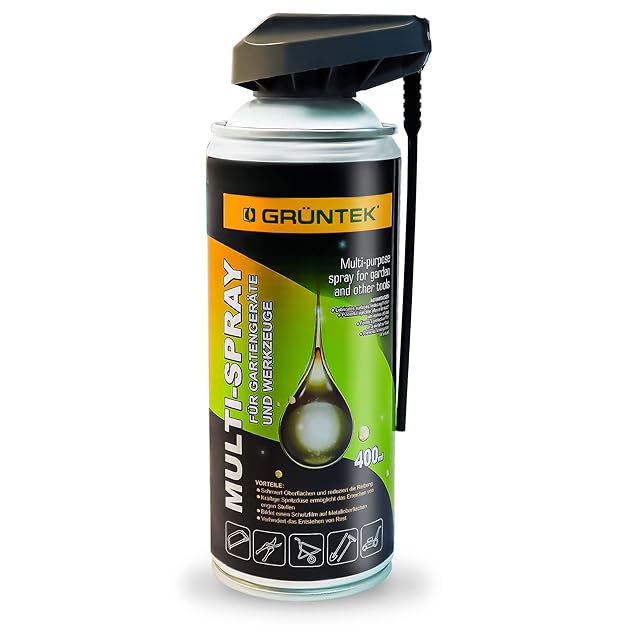 GRÜNTEK GRÜNTEK Multispray 400 ml, Multifunktionsspray für Werkzeuge und Gartengeräte, Multi Spray mit Kombi-Düse, Pflege-Öl, Schmiermittel, Rostlöser, Kriechöl, Werkzeug-Pflege — Geräte-Pflege