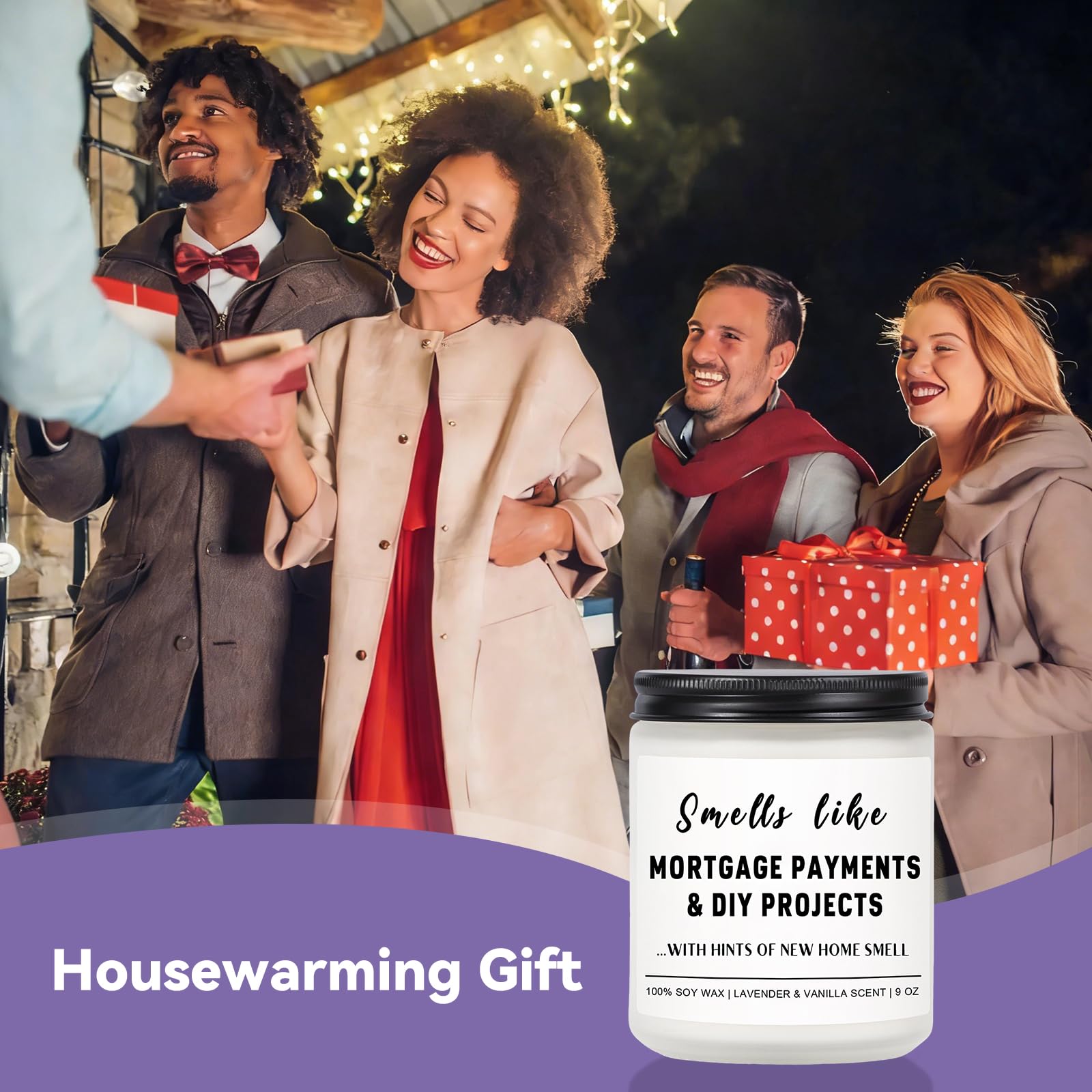 Funny House Warming Gifts New Home Housewarming Gifts New Home Gift Ideas for Women Men Couple First Apartment Essentials Homeowner Decor Closing Gift - Lavender Scented Candle 9 oz (Homes 2)